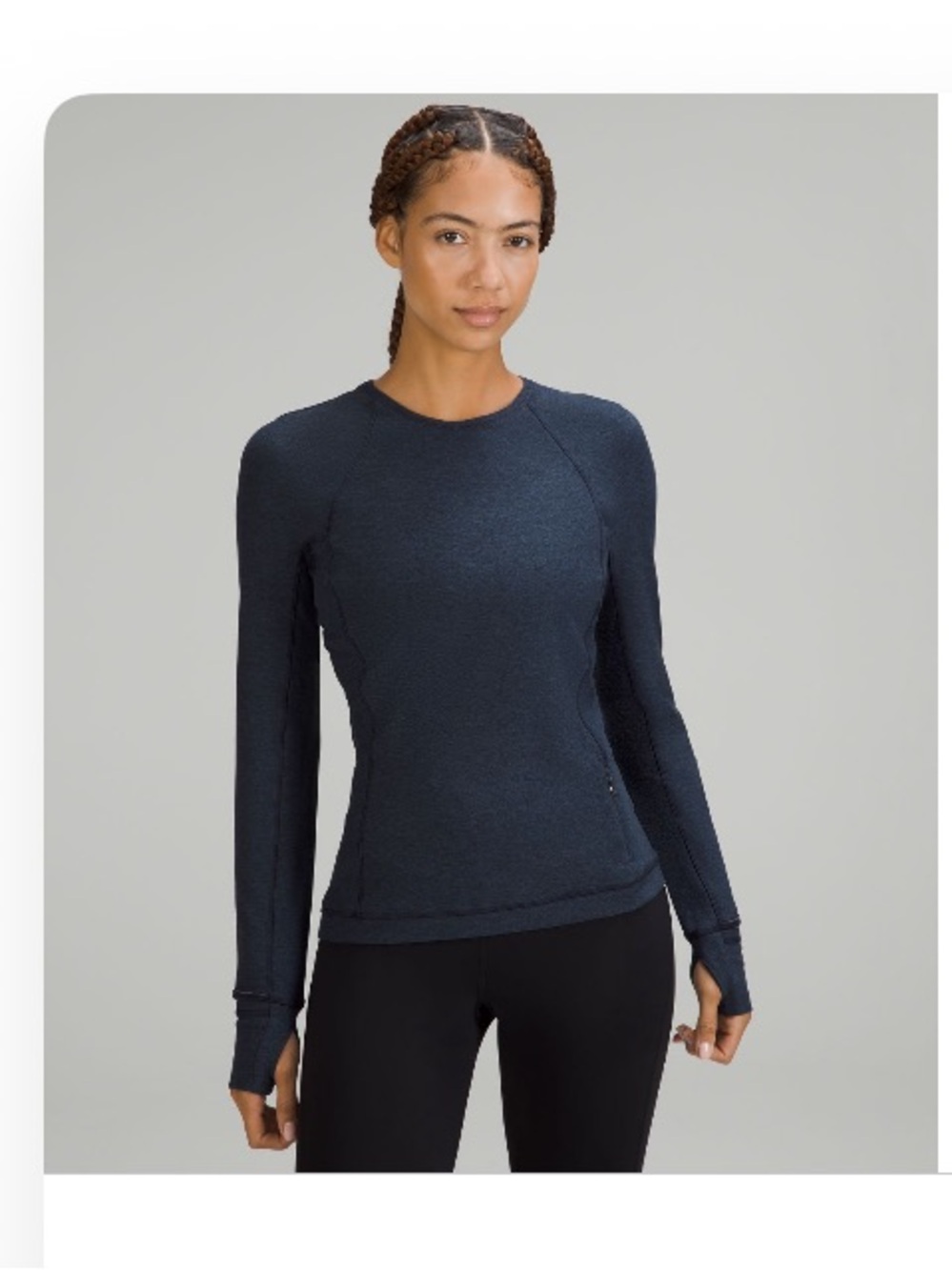 lululemon athletica long sleeve crew top in dark navy